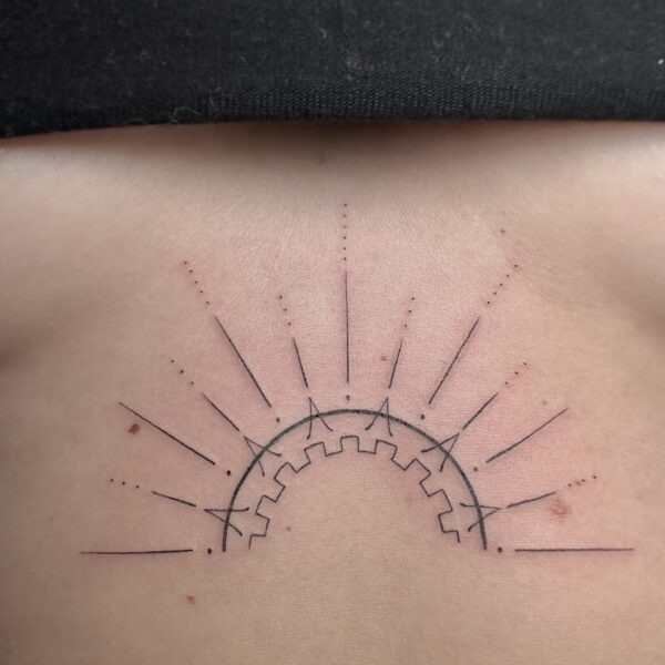 ctrlaltz tattoo peso sun sternum original design