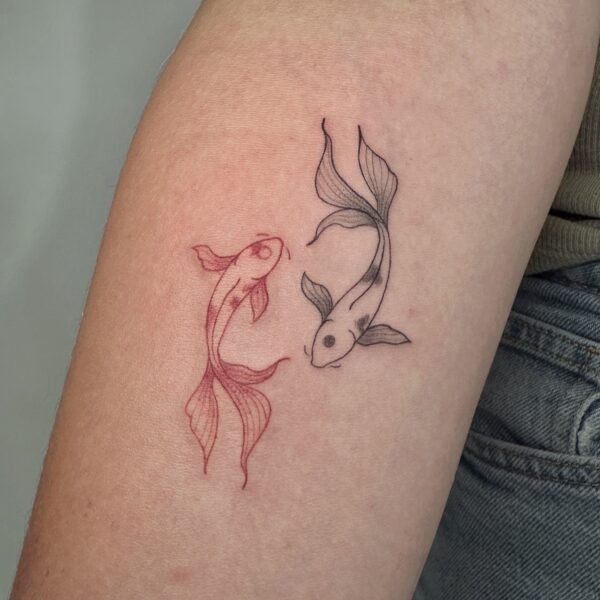 koi fish pisces ying yang red black ctrlaltz tattoo