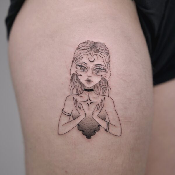 mystical girl illustrative ctrlaltz tattoo